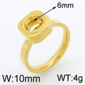 Montura de anillo cuadrado de acero inoxidable dorado, dimensiones 6 mm x 10 mm - US 6 / Dorado (KLJ3881-Z)