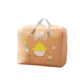 Orange oxford fabric quilt storage bag with cute chick pattern and clear name card slot - Yellow Chick (Thin)