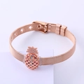 Pulsera de malla en oro rosa con colgante de piña brillante y circonitas de colores - Oro rosa
