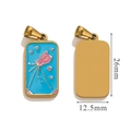 Pendentif tarot rectangulaire doré avec émail bleu et rose, dimensions 26 mm x 12,5 mm - Étoile Bleue Rose