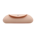 Portable pink silicone makeup brush organizer case with silver snap button and icons - Old Khaki