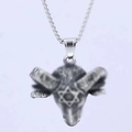 Collier vintage en acier inoxydable argenté avec pendentif tête de bélier et hexagramme - Pendentif D0110 Sans Chaîne - (veuillez Consulter La Page De Détails Pour La Chaîne)