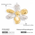 Two-tone gold and silver stainless steel flower pendant, waterproof and hypoallergenic - PJ91682-Stitched Five-petal Flower
