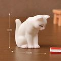 Miniature realistic white cat resin figurine 3cm height for micro landscape decor - No.8 Bowing White Cat