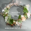 Floral headband detail showing 45cm length and 38g weight with white and pink flowers - White Light Pink