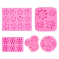 Set da 5 stampi in silicone rosa a forma di fiore per decorazioni in fondente e cioccolato - Set da 5 Rosa