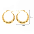 Orecchini a cerchio in acciaio inossidabile dorato 18K con motivo diamantato 29mm - E0091 Stile Taglio Diamante