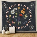 Bohemian black moon phase and botanical floral wall tapestry for home room decor - 73x95CM Short Plush / GT1201-3 (Black Scientific Botanical)