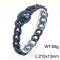 Men's black Cuban link bracelet in titanium steel with round buckle and CNC crystals - Model A Black (KB169910-Z)