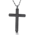 Men's black textured cross pendant with silver twist chain made of stainless steel - Antique Black Pendant (No Chain)