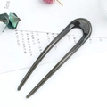 Minimalist U-shaped hair pin in translucent dark grey acetate for bun hairstyles - Dark Gray