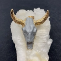 Gray acrylic bull skull pendant with gold-plated horns for DIY necklace making - No.7 Grey with Gold Horns