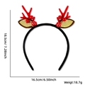 Christmas reindeer headband with red antlers and golden ears, 18.5cm x 16.5cm dimensions - Red Antler Berry Headband