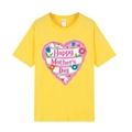 Yellow Mother's Day T-shirt with Happy Mother's Day floral heart print design - Yellow (Heart Pattern)