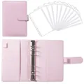 Pink A6 macaron leather budget binder with 12 transparent 6-hole zipper envelopes - Macaron Pink Set