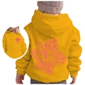 Kids' yellow hooded sweatshirt with pink tropical sunset prints and ribbed cuffs - Tops / 100cm / Yellow