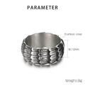 Makroaufnahme der 10mm Drachenschuppen-Textur auf dem Punk-Edelstahlring für Herren - Drachenschuppen Ring (Größe 9)