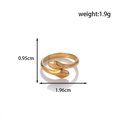 Gold snake-shaped adjustable open ring made of stainless steel with size dimensions - Double Head Snake (MN545) / Gold