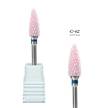 Dettaglio della punta per fresa unghie in ceramica rosa con scanalature a spirale - HB07 Ceramica Rosa (C-Grosso)