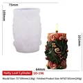 Holly leaf cylinder silicone mold for DIY Christmas candles with finished red sample - Holly Leaf Cylinder SD-196