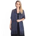 Dark blue metallic lurex evening shawl with long tassels for wedding party and prom - Navy Blue