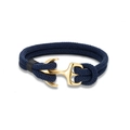 Marineblauwe herenarmband met goudkleurig anker van roestvrij staal - Goud Marineblauw