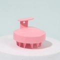 Pink ergonomic silicone scalp massager brush with hanging hole for hair cleaning - Wheat Straw Pink