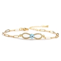 Bracciale occhio greco dorato con simbolo infinito e maglia a graffetta elegante - Stile Infinito Malocchio - Catena a Maglie (CB00355DL) / Oro