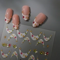 Vista de primer plano de pegatinas 3D para uñas con gemas de colores y motivos de estrellas - Estilo de Diamantes de Imitación de Luna y Estrella Francesa (CO-470)