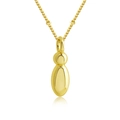 Pendentif goutte doré poli sur chaîne délicate ornée de petites perles de métal - Lettre I