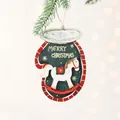 Christmas wooden rocking horse mitten pendant in dark green with merry christmas text - Rocking Horse Mitten