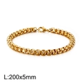 Golden square box chain bracelet for men, 200x5mm size with lobster clasp - 5mm Width (20cm Length) / Gold