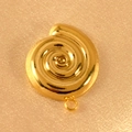 Detailed close-up of a golden spiral seashell charm pendant with a small loop - Large Sided Conch (24.5mm)