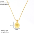 Detail showing 18k gold plated stainless steel sun tarot pendant with dimensions and weight - All-seeing Eye Oval Style (SP623G)