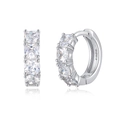 Square zircon stud earrings in 925 sterling silver with elegant ice cube design - 925 Silver / White Gold (FDEH-120)