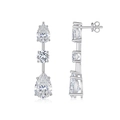 Elegant 925 silver long drop earrings with pear and round moissanite stones - E15547 Triple Stone Drop With GRA Certificate