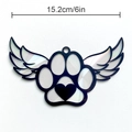 Holographic 6-inch paw print suncatcher with wings and heart in a black frame - TYSC016: Optical Rainbow Prism Angel Heart Paw