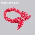 Red cashew flower leaf pattern cooling headband with a large decorative bow tie - Korean Card / Red Leaves