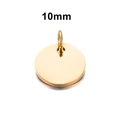 Polished 10mm golden stainless steel round pendant charm for DIY jewelry making - Round Inner Hole (10mm) / Gold