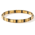 Elastic Tila bracelet set with gold and black geometric blocks in a modern style - Black