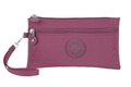 Magenta nylon multipurpose wristlet pouch with dual zipper compartments and wrist strap - Fuschia