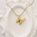 Polished gold balloon style letter W pendant necklace with beaded gold chain jewelry - Gold Letter W