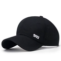 Black high ponytail baseball cap with white DYJ embroidery for summer sun protection - Black