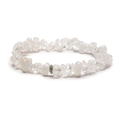 Detail of white quartz and agate bead bracelet with a green stone accent on white backdrop - White Stone