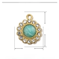 Detail showing gold heart pendant specs with green natural stone and 14mm dimensions - YE780-4-Round Light Green Stone Zircon