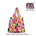 Borsa spesa pieghevole bianca con fantasia floreale tropicale e astuccio compatto - Medio - Fantasia Floreale Bianca Grande