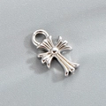 Polished silver metal cross pendant for DIY jewelry making with smooth embossed finish - Polished Silver Cross (Accessory 038-8#)