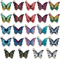 Set mit 24 bunten Emaille-Schmetterling Anhängern für DIY-Schmuck und Schlüsselanhänger - 24-teiliges Bedrucktes Schmetterling Set