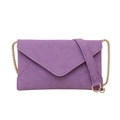 Bolso bandolera sobre minimalista en ante sintético morado con cadena dorada - Morado