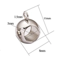 Perla in acciaio inox a foro largo con anello, altezza 11mm, diametro foro 5mm per gioielli - 11x8x5mm / Color Acciaio